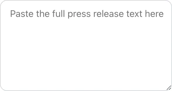 Empty Press Release Summary Maker before any input