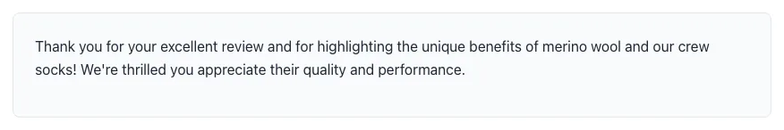 Review Response Generator showing its result