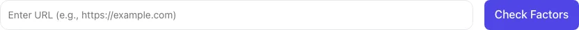 Empty SEO Ranking Factors Checker before any input