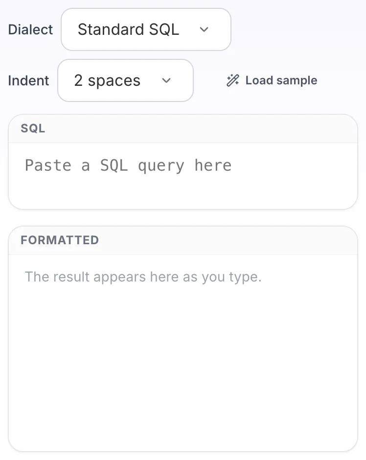Empty SQL Formatter before any input