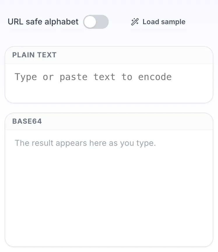 Empty Text to Base64 Encoder before any input