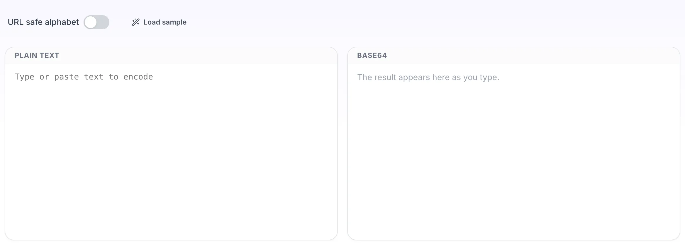 Empty Text to Base64 Encoder before any input