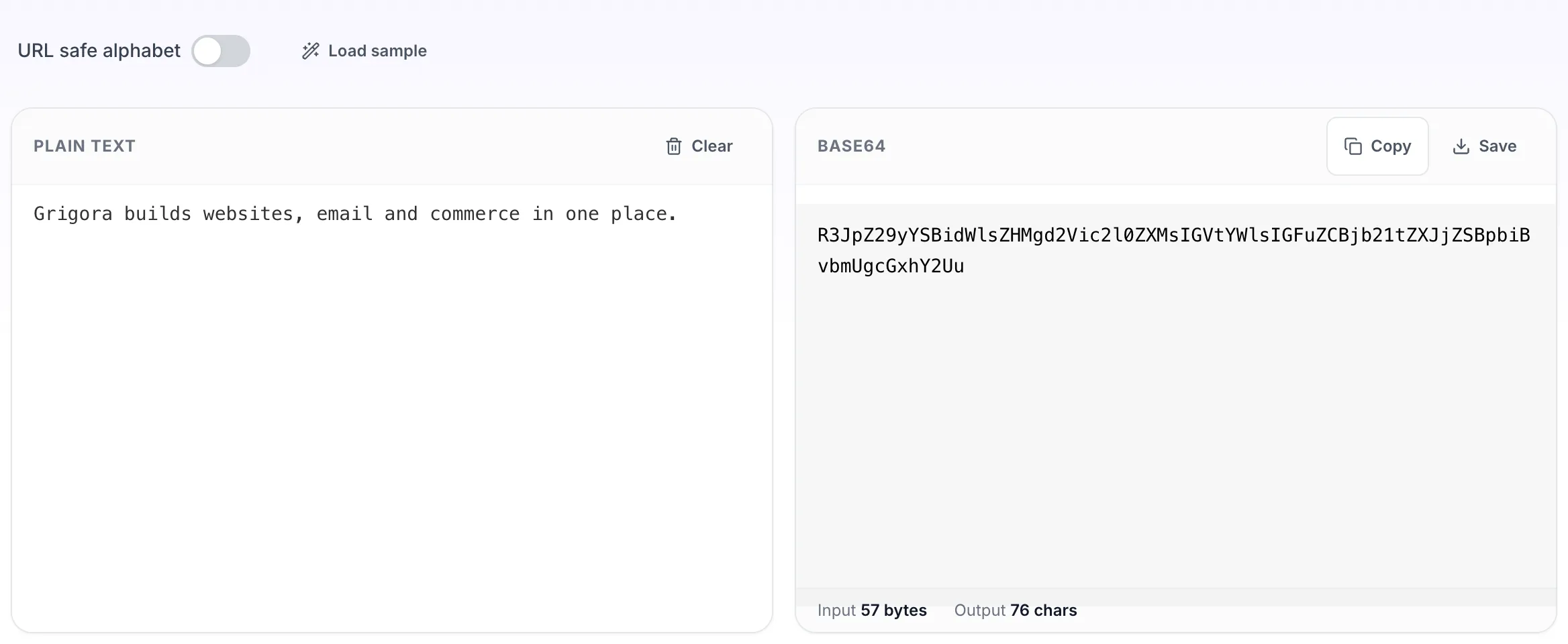 Text to Base64 Encoder showing its result