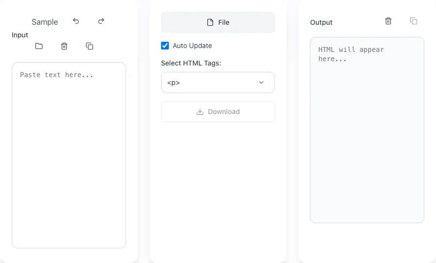 Empty Text To HTML Converter before any input