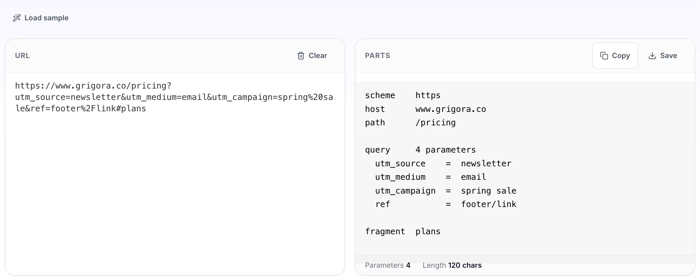 URL Beautifier showing its result