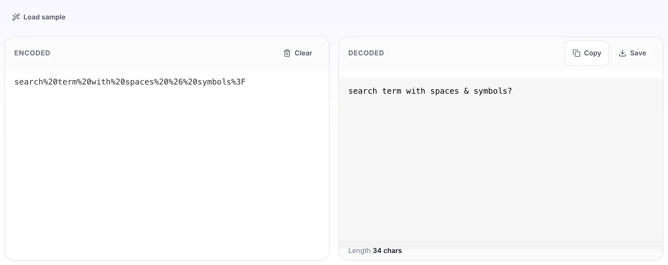 URL Decoder showing its result