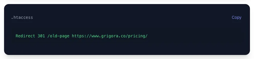 URL Redirect Generator showing its result
