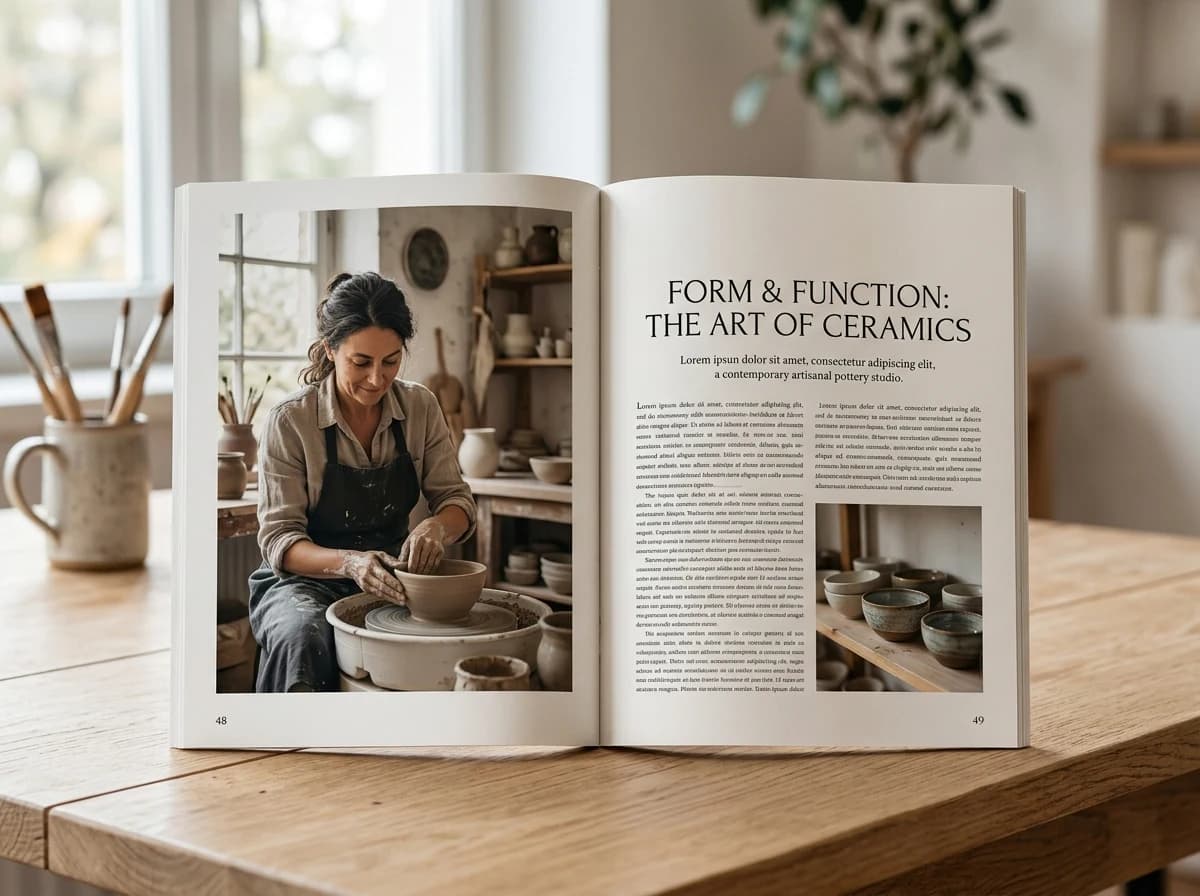 Open magazine spread displaying a well-designed article with compelling text and photography.