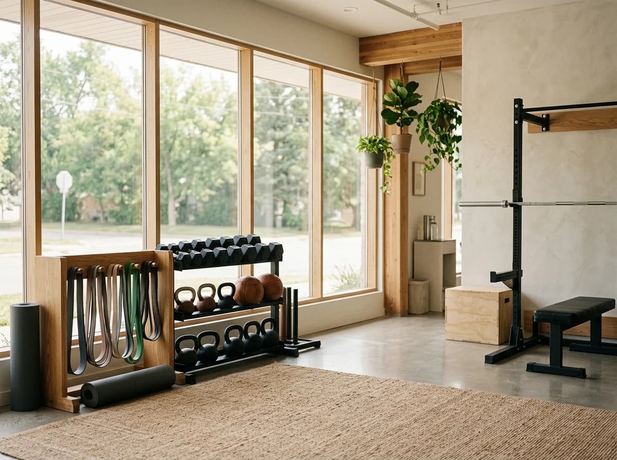 Clean, well-equipped personal training studio with various exercise tools.