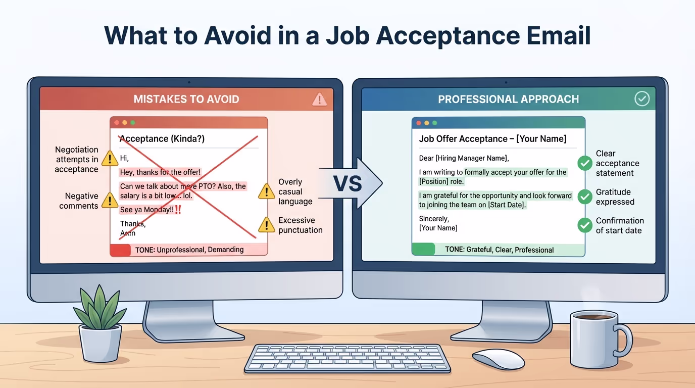 What to Avoid in a Job Acceptance Email