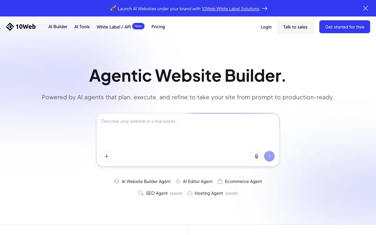 10Web homepage