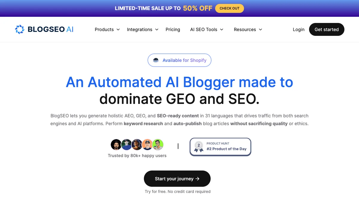 BlogSEO AI homepage