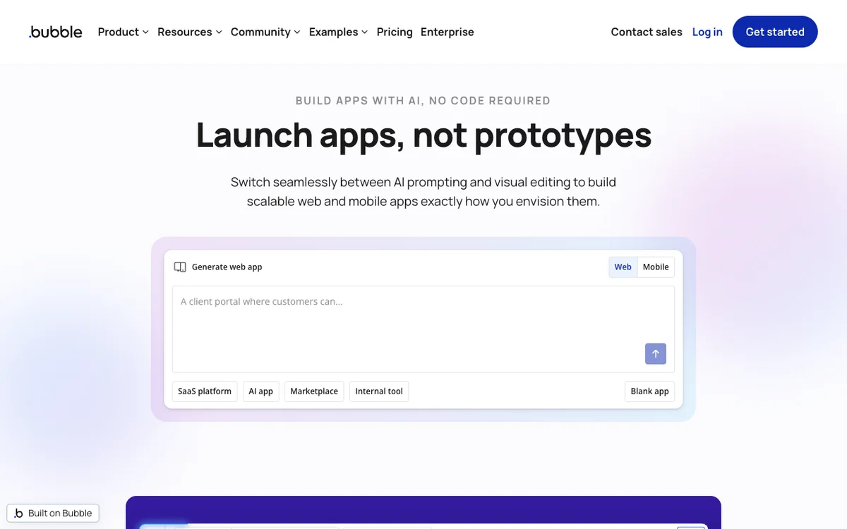 Bubble homepage