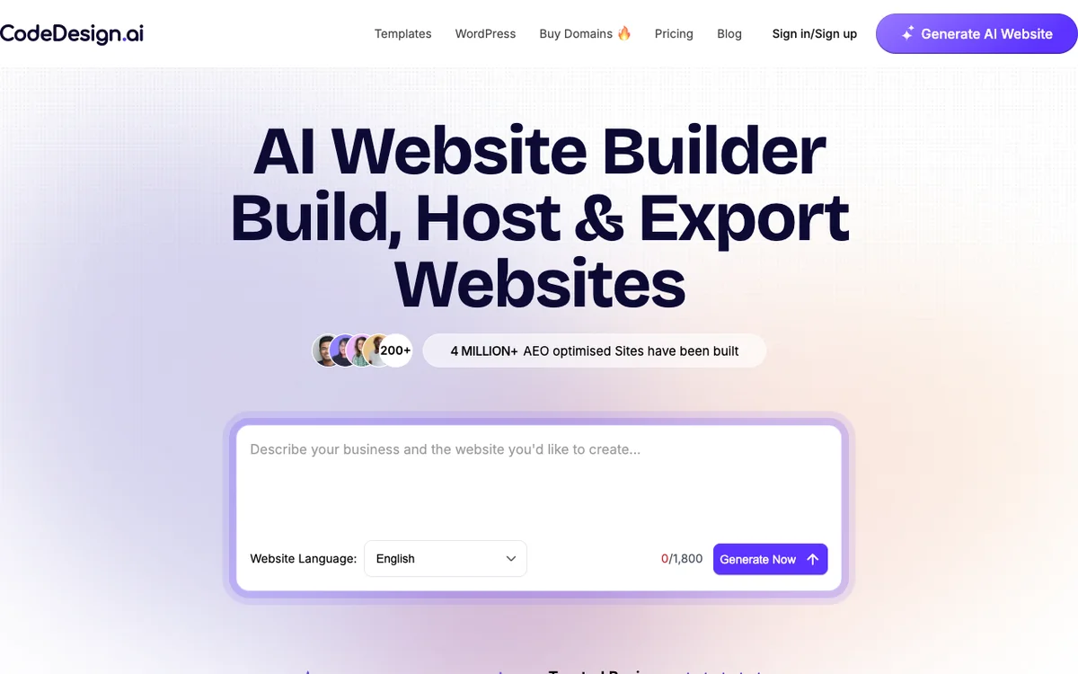 CodeDesign.ai homepage