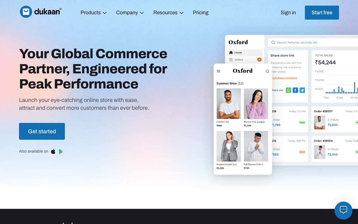 Dukaan homepage