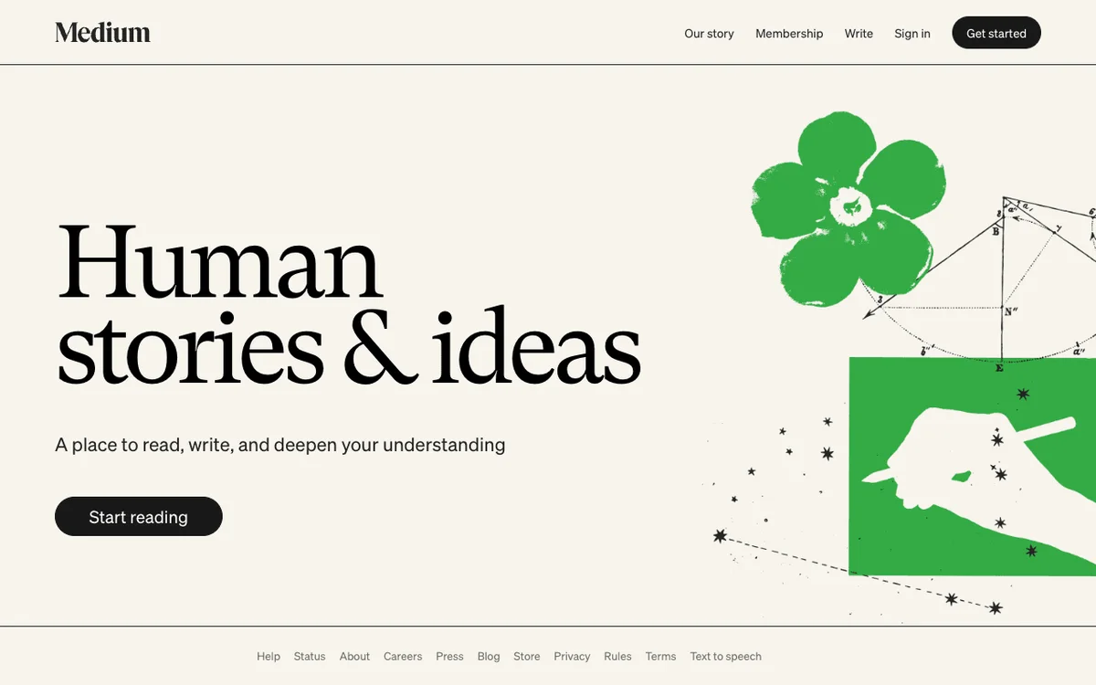 Medium homepage at https://medium.com/, captured September 2026