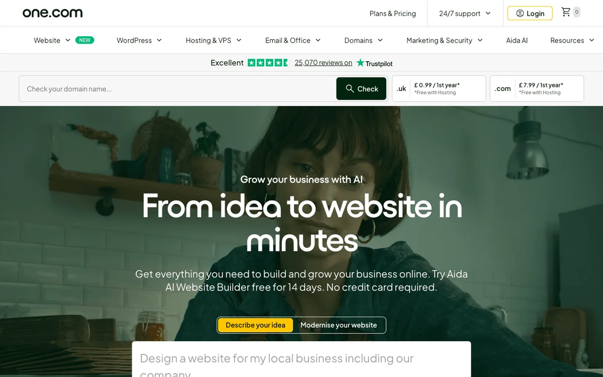 one.com homepage