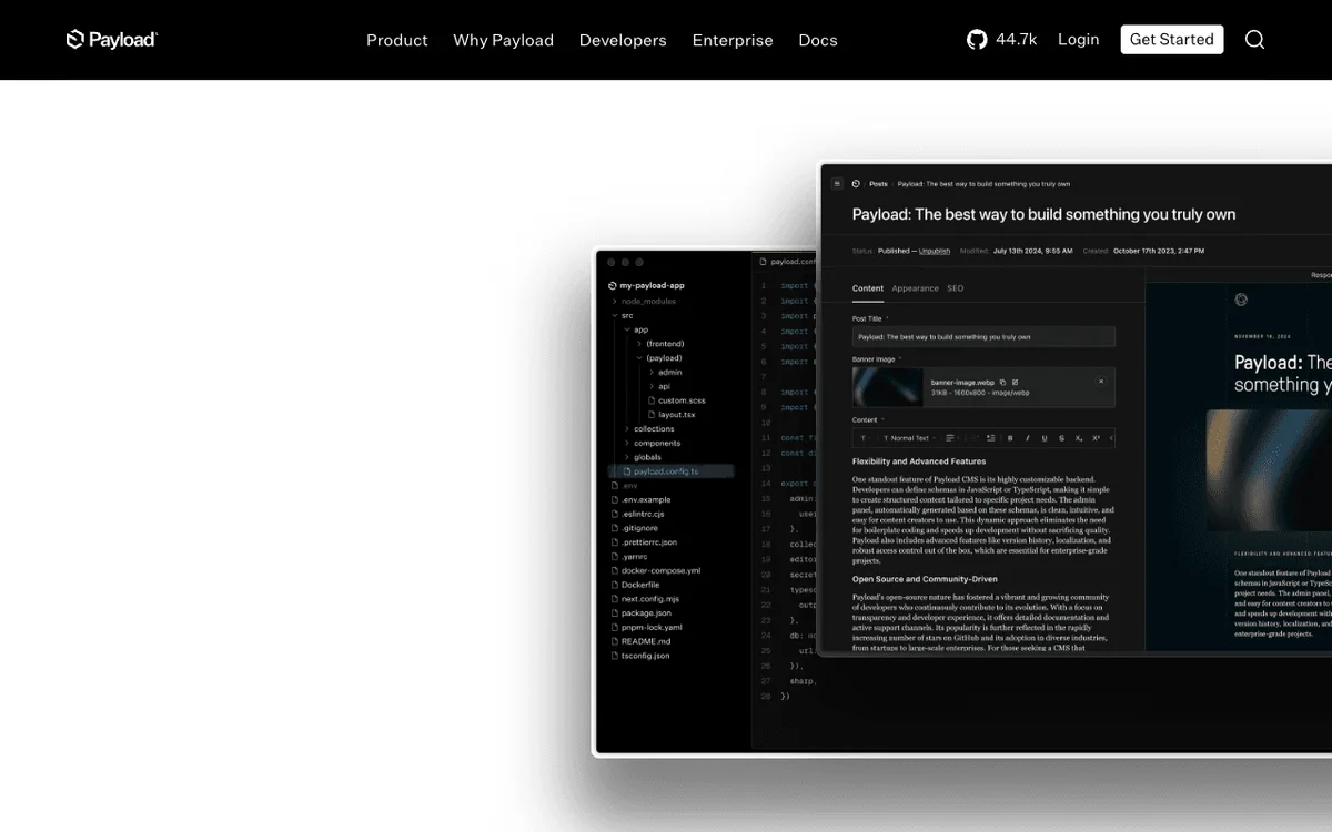Payload CMS homepage