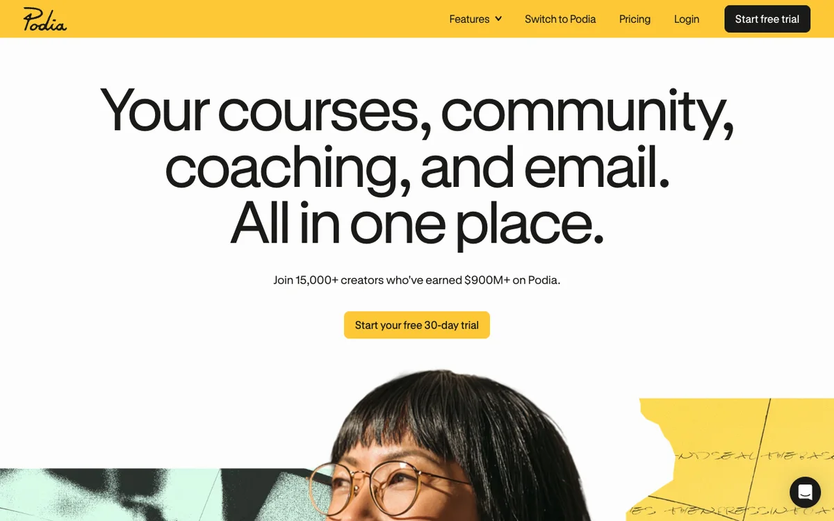 Podia homepage