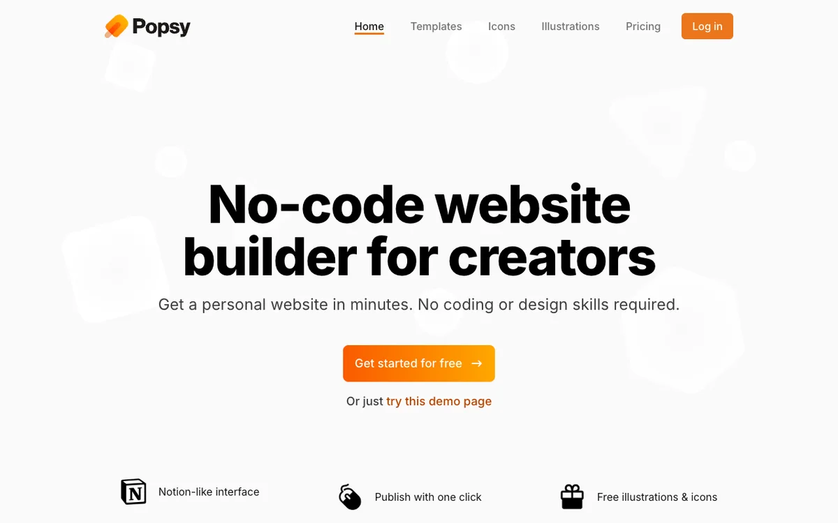 Popsy homepage as archived in December 2024