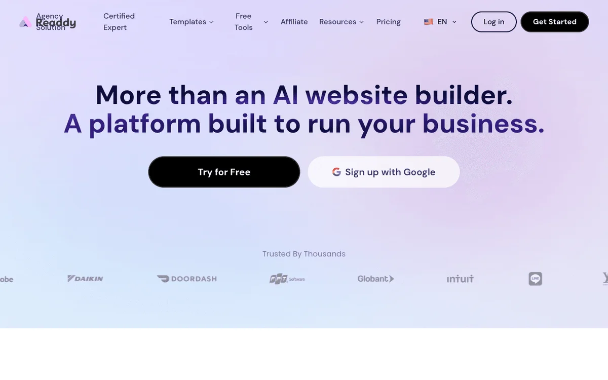 Readdy homepage