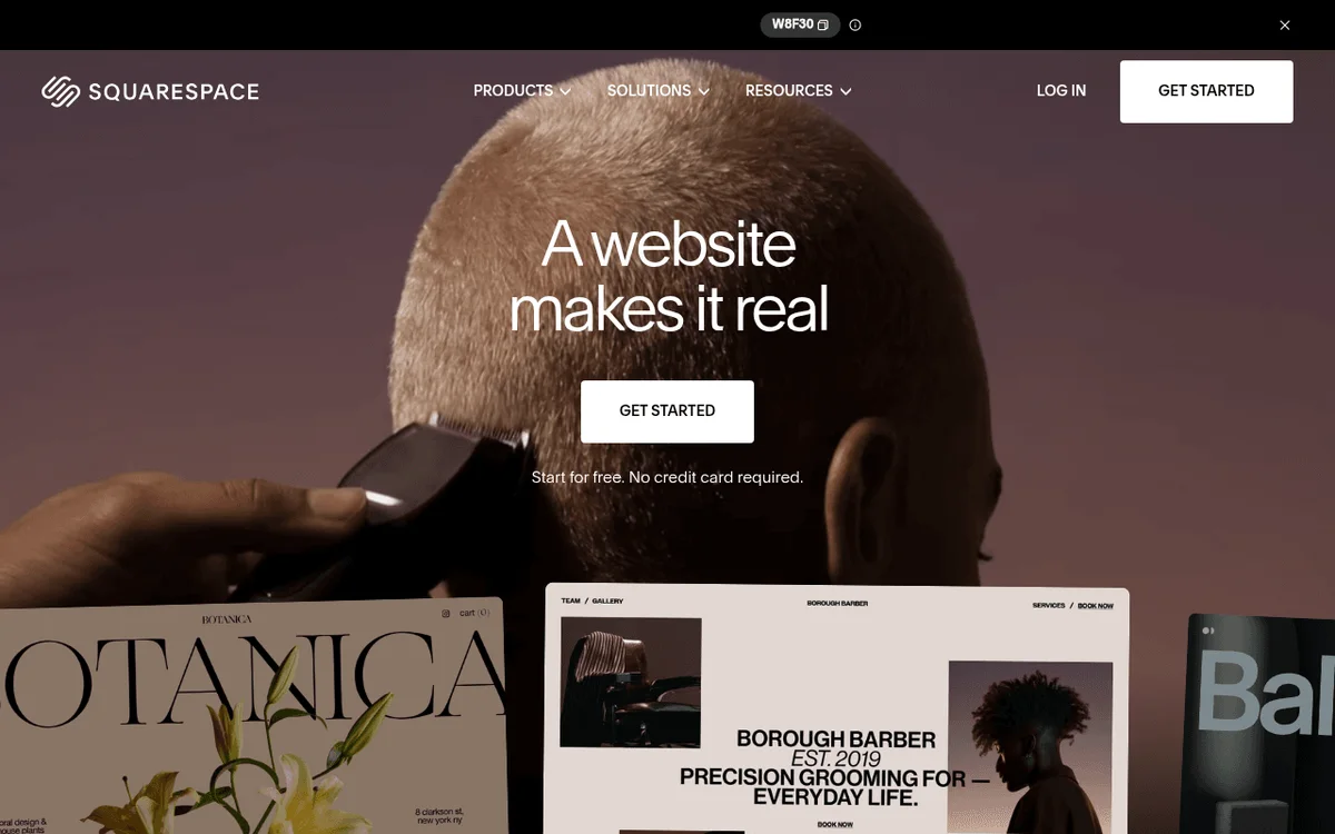 Squarespace homepage