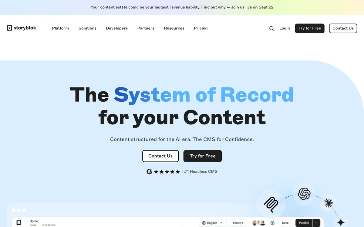 Storyblok homepage