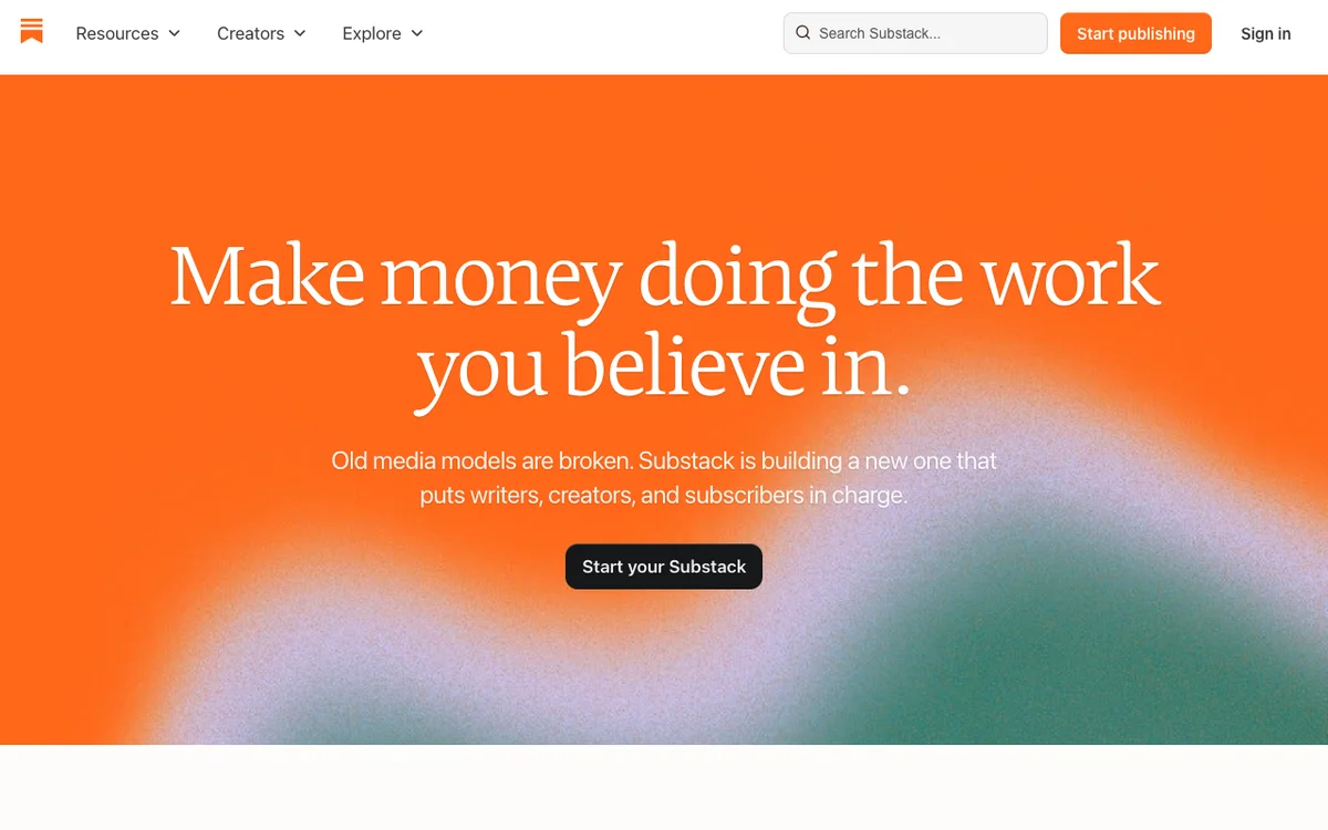 Substack homepage