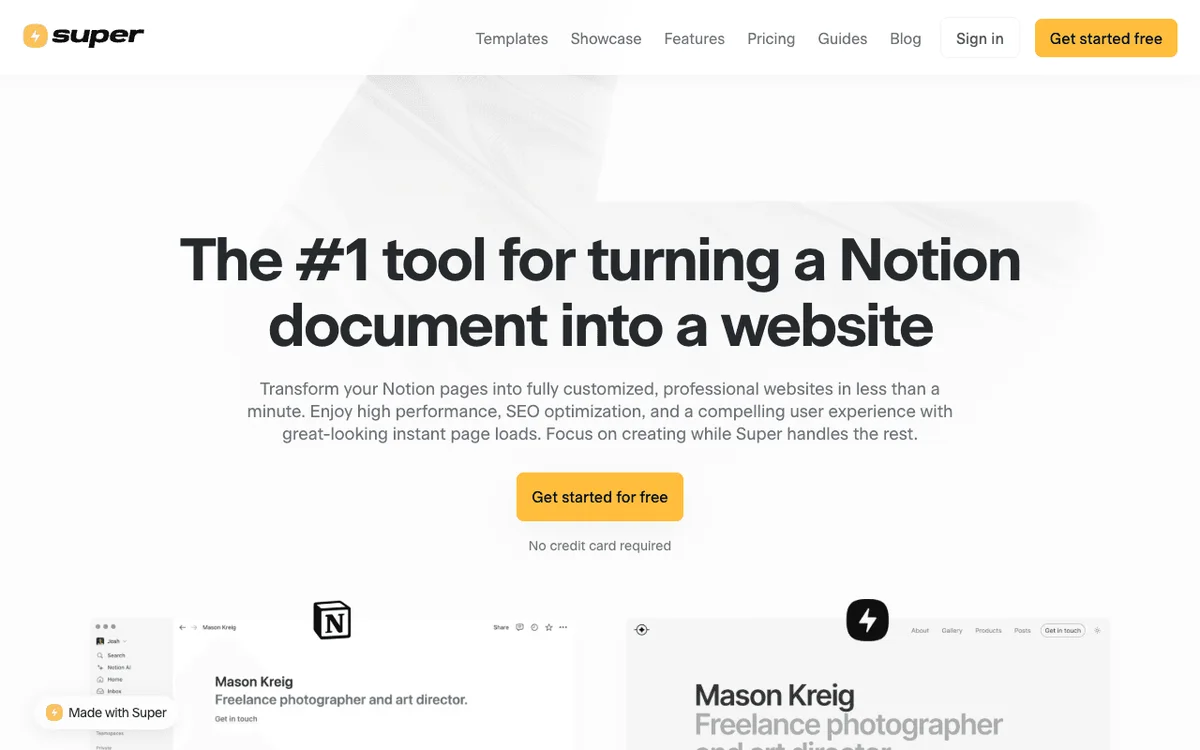 Super.so homepage