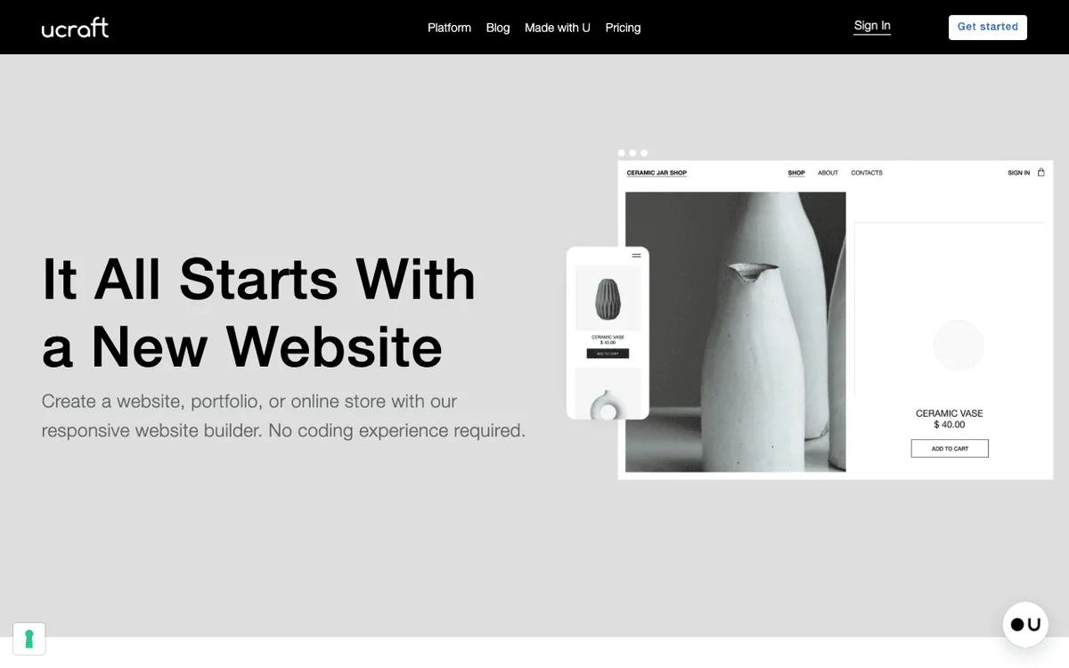 Ucraft homepage