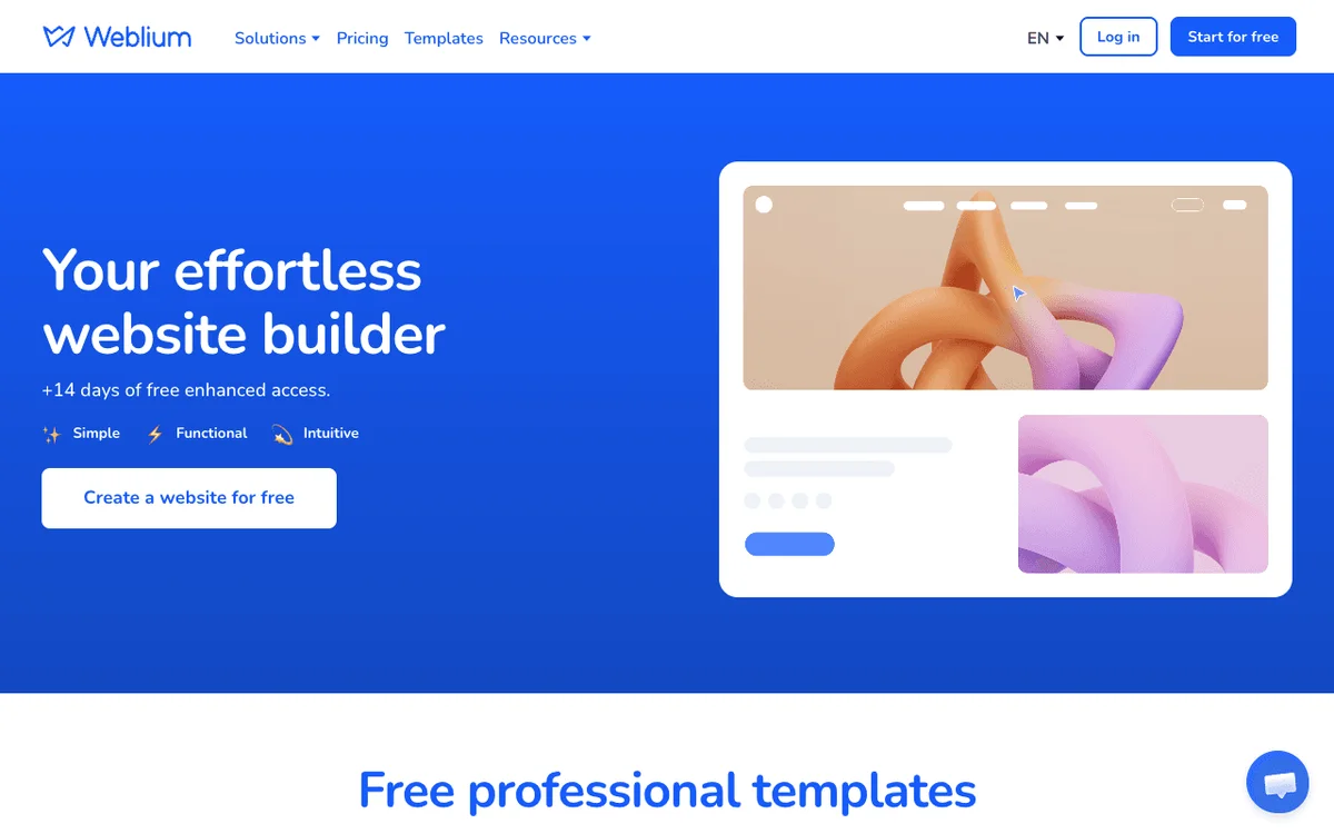 Weblium homepage