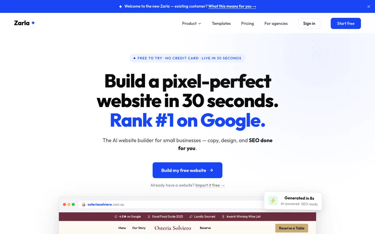 Zarla homepage