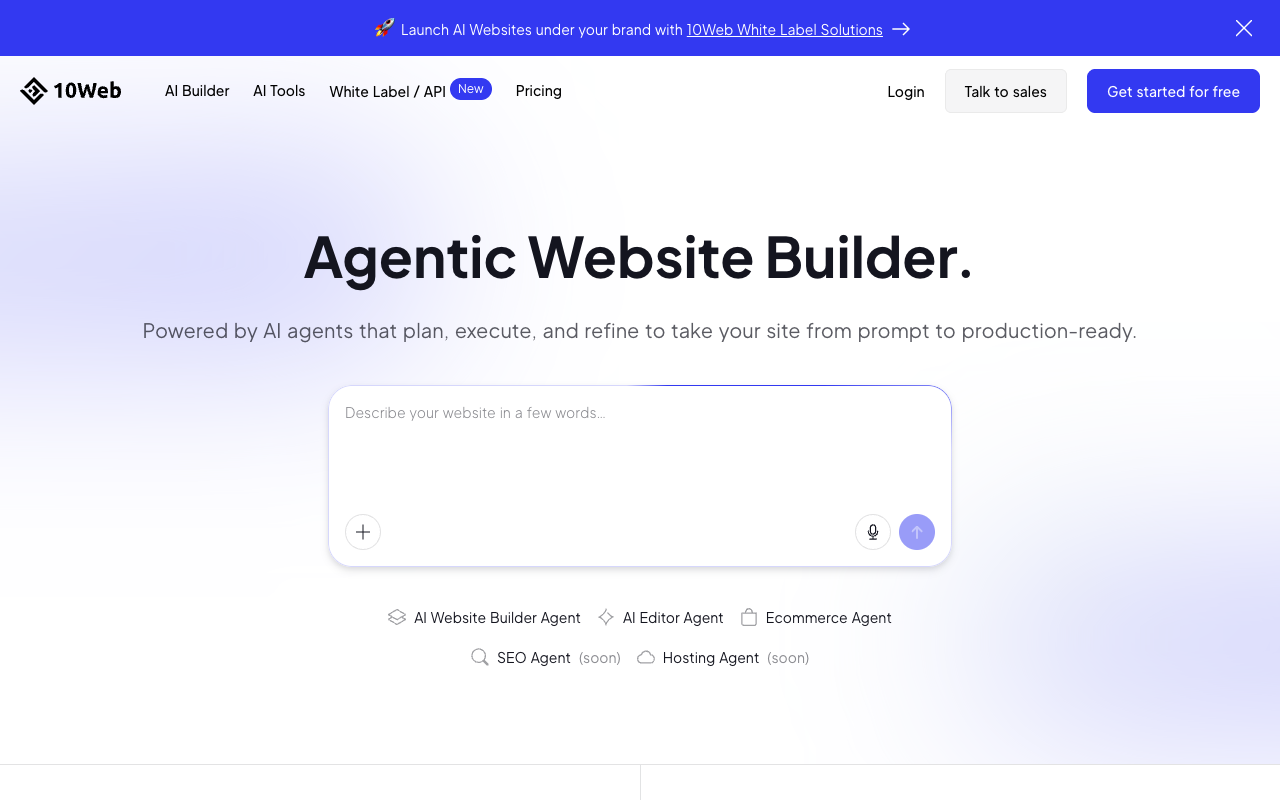 10Web homepage