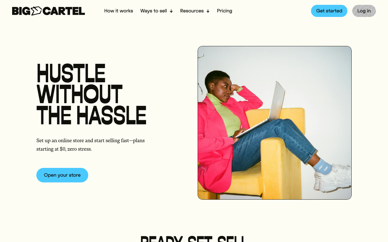 Big Cartel homepage