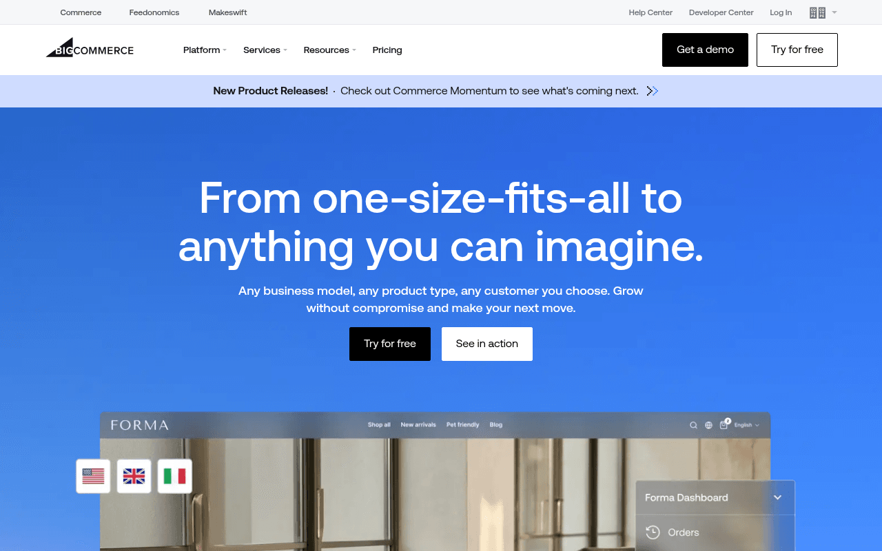 BigCommerce homepage