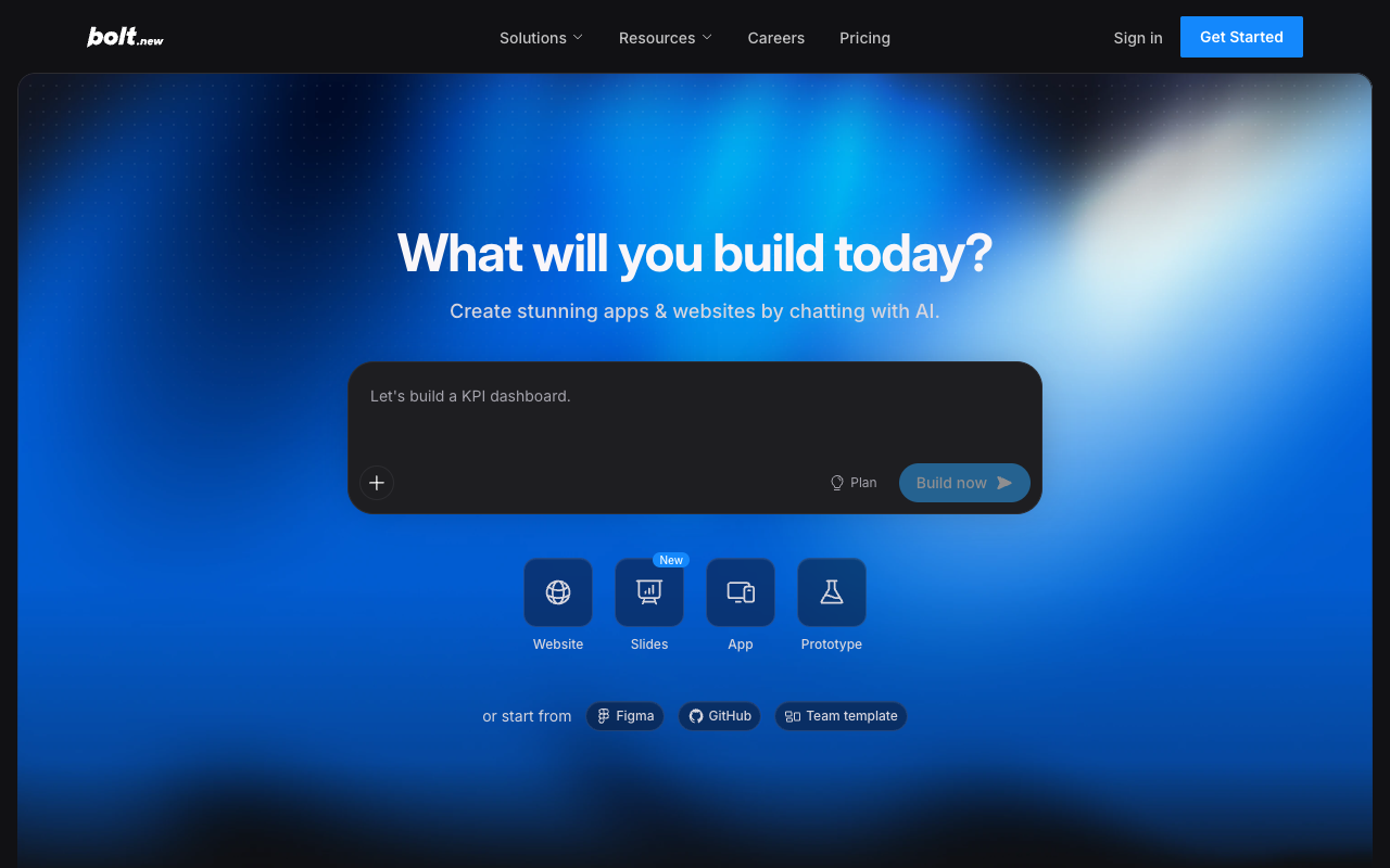 Bolt.new homepage