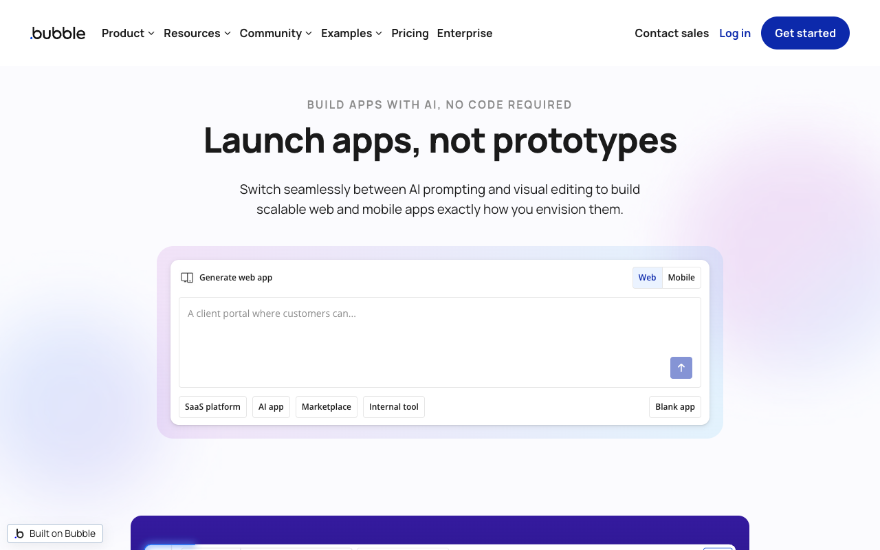 Bubble homepage