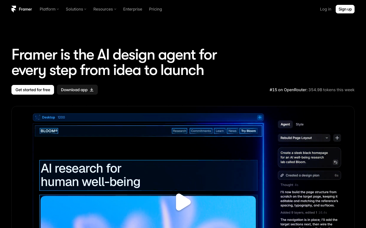 Framer homepage