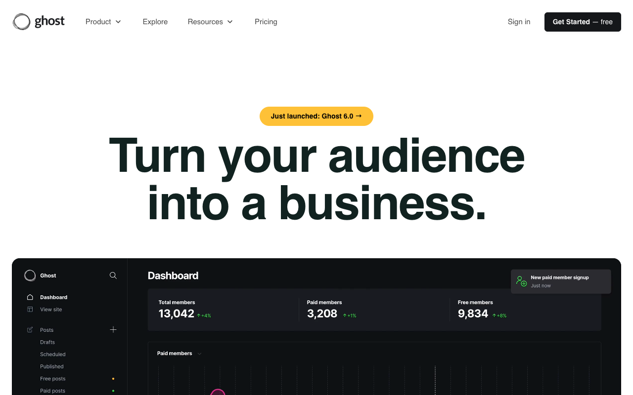Ghost homepage