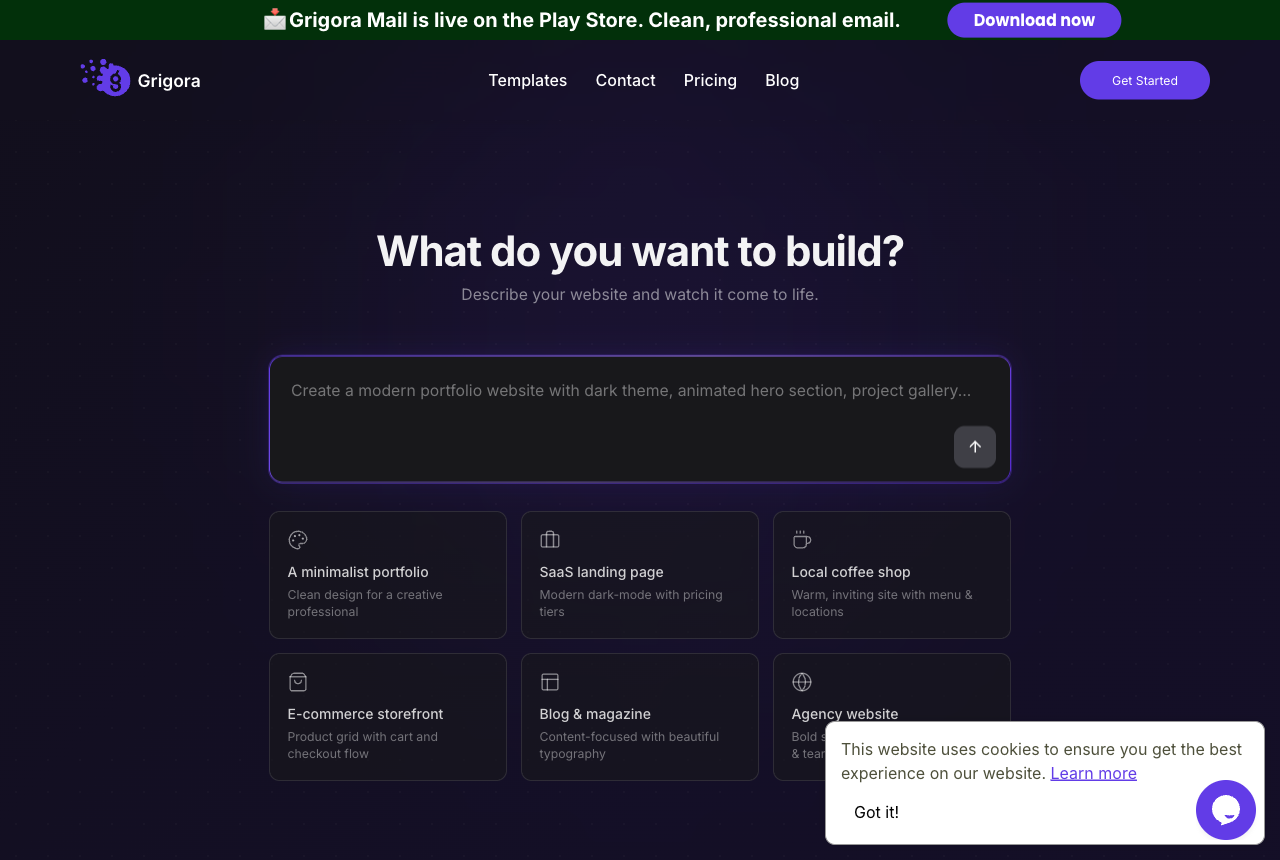 Grigora AI website builder