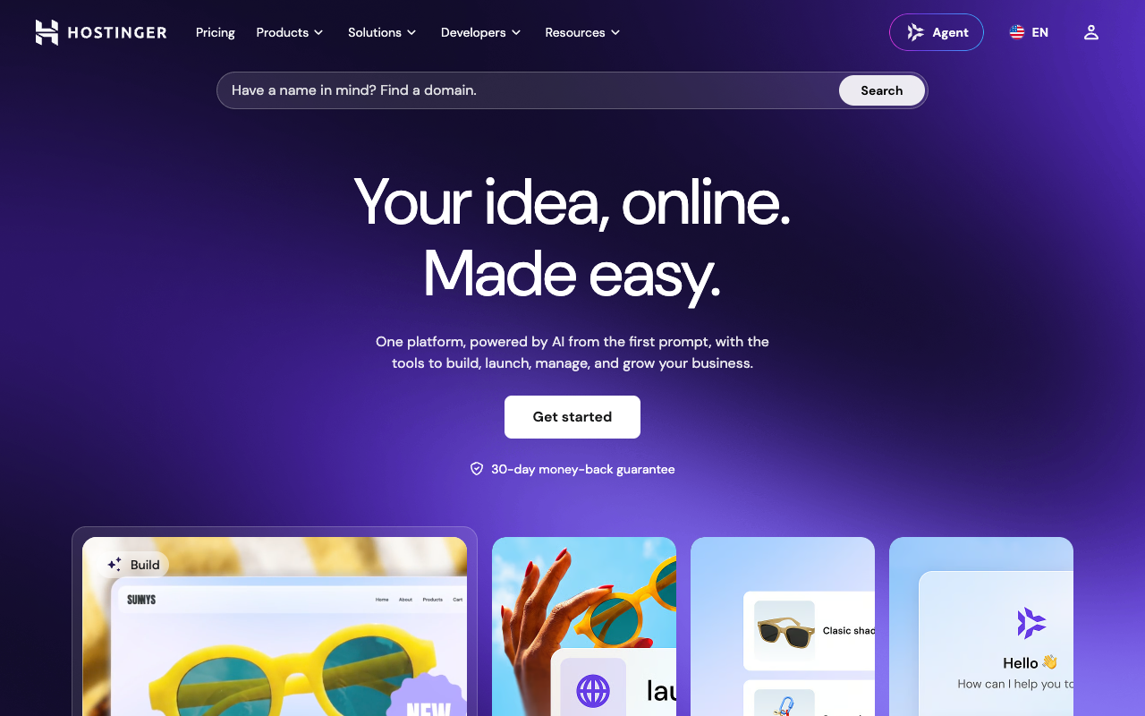 Hostinger website builder homepage