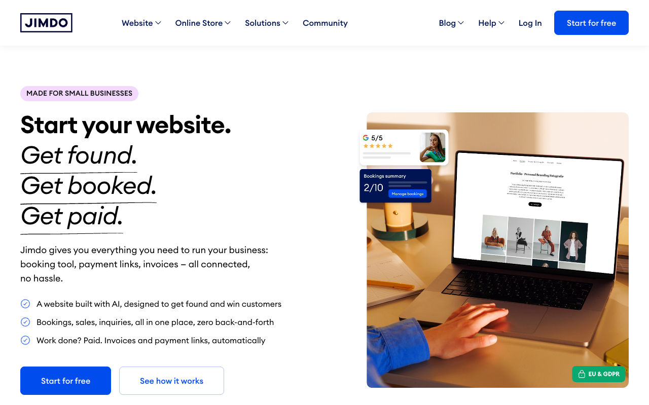 Jimdo homepage