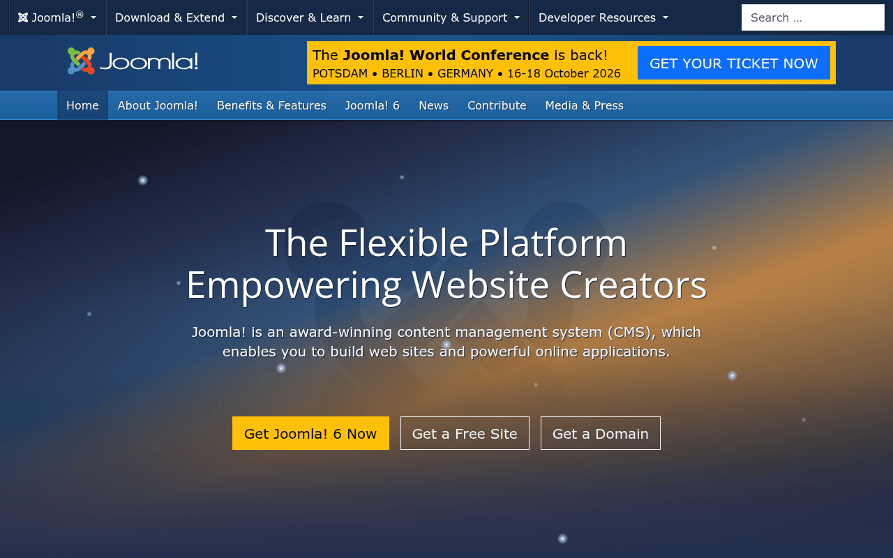 Joomla homepage