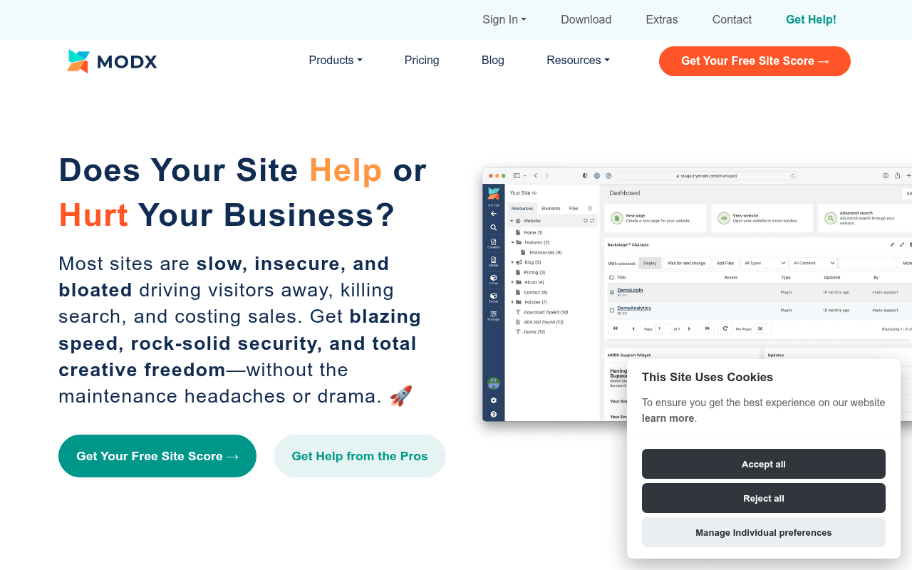 MODX homepage