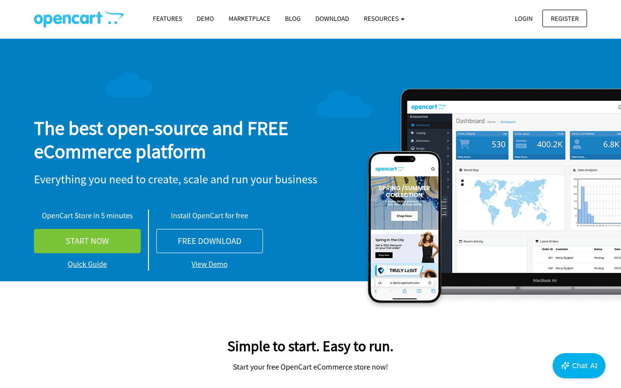 OpenCart homepage