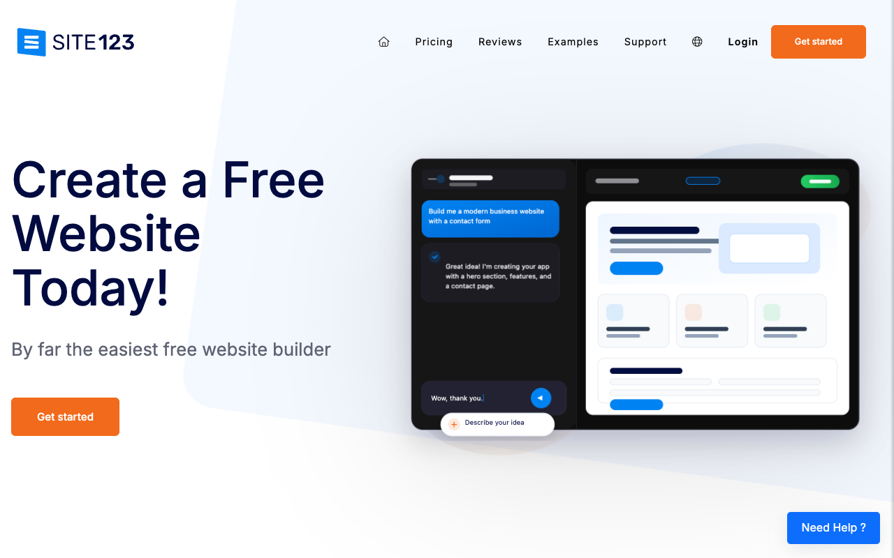 SITE123 homepage