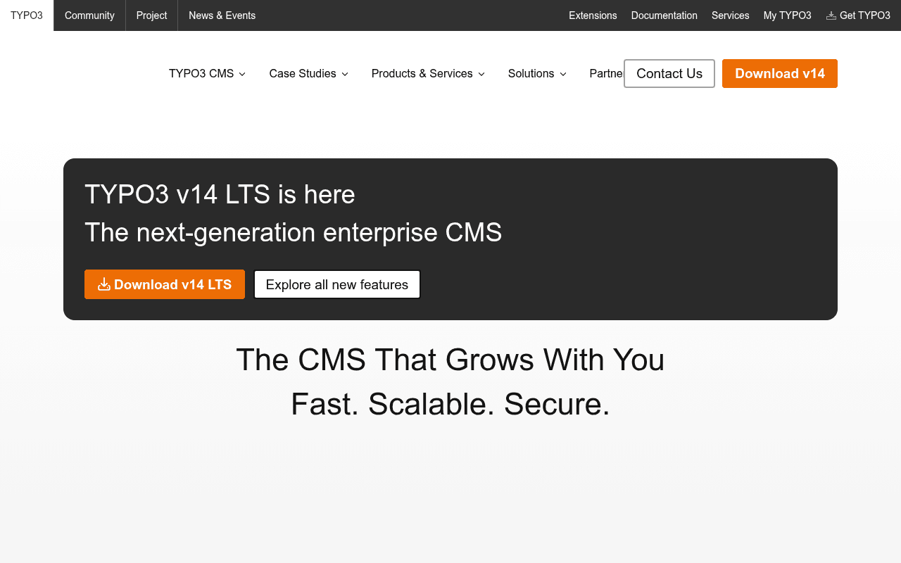 TYPO3 homepage
