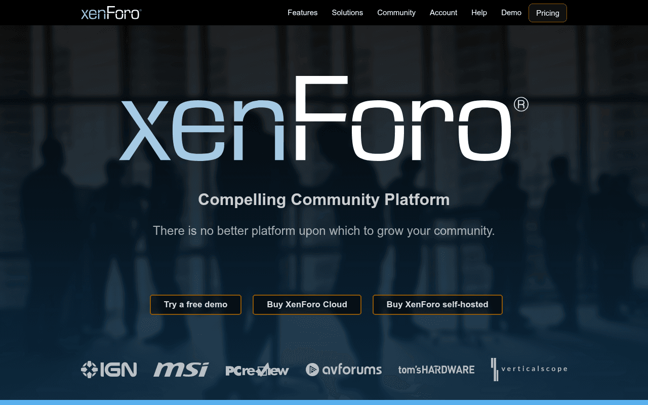 XenForo homepage