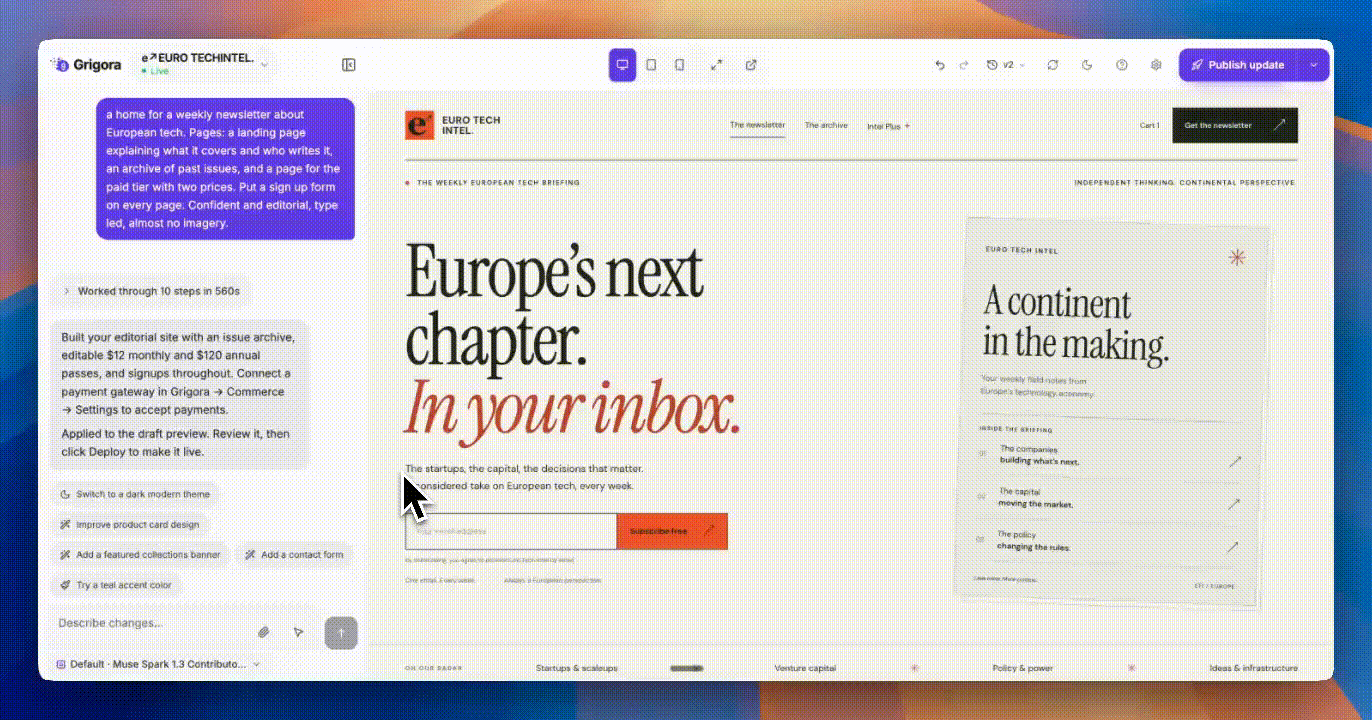 Annotate a website preview to show the AI exactly what you want to change.