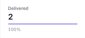 Captured example campaign delivery result: two delivered emails, one hundred percent